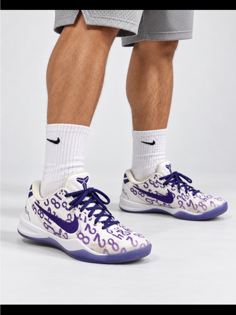 Kobe Bryant Nike White & Purple Low-Top Athletic Socks